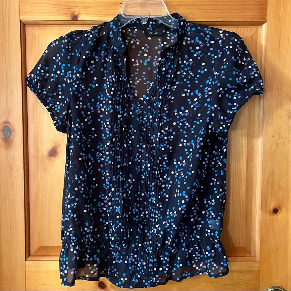 Apt 9 sheer navy blue top peplum hem